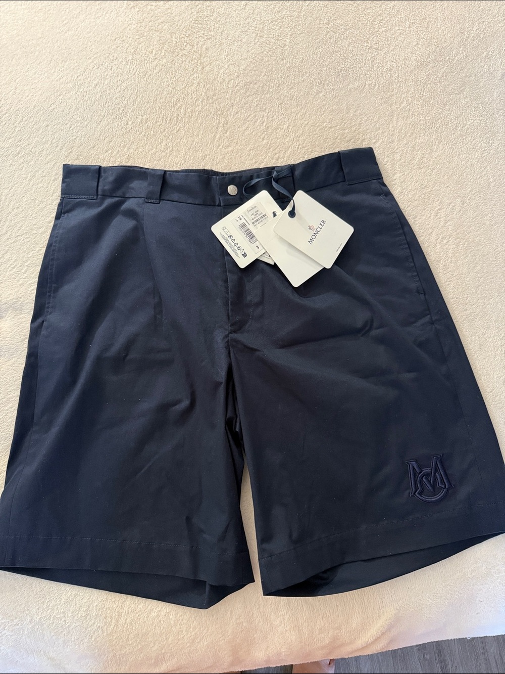 Moncler Men's Dark Navy Logo Flat Front Shorts